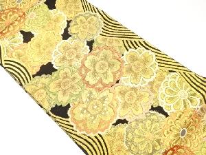 曲線に花々模様織出し袋帯